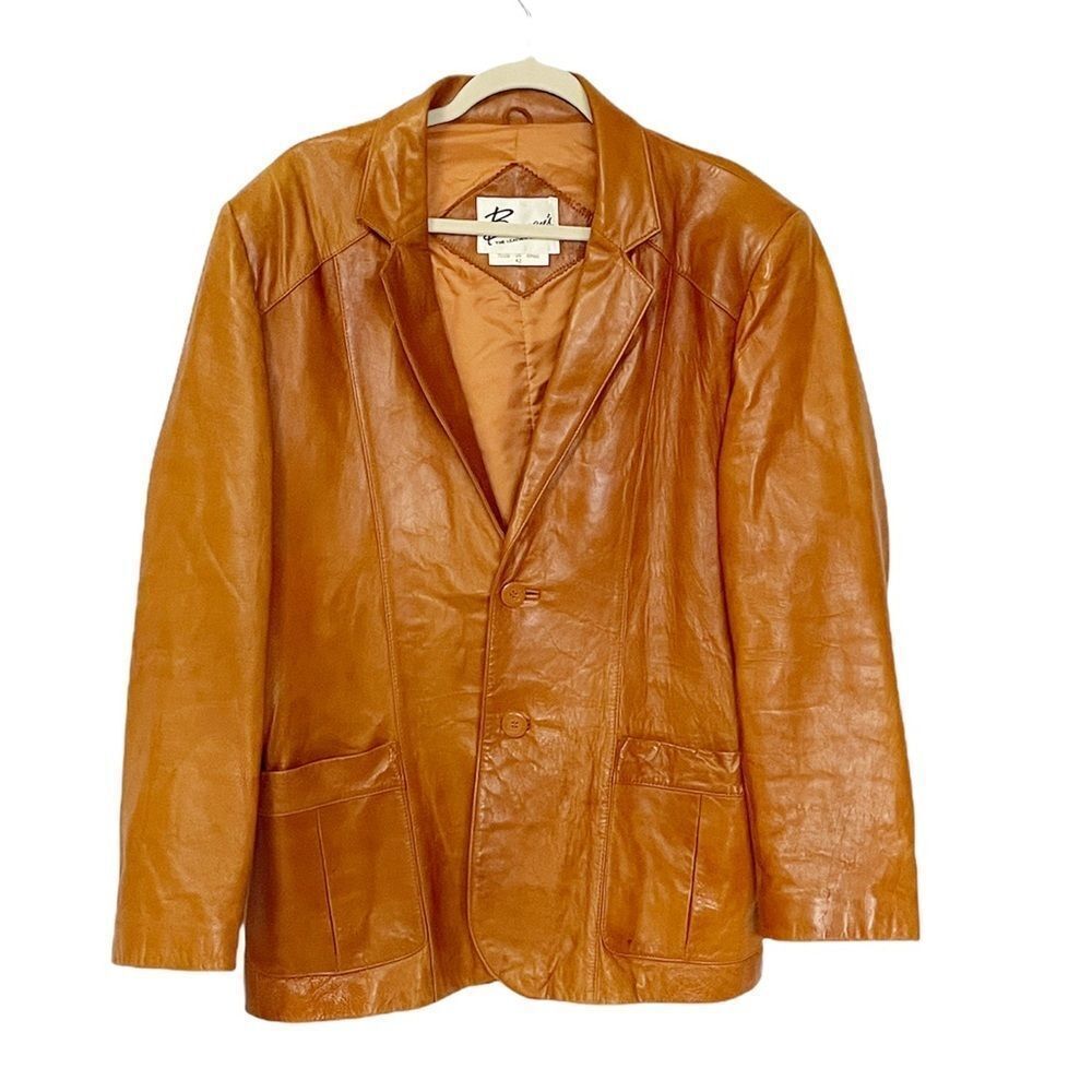 Bergman’s The Leather Experts Vintage Tan Leather Coat Sz 42